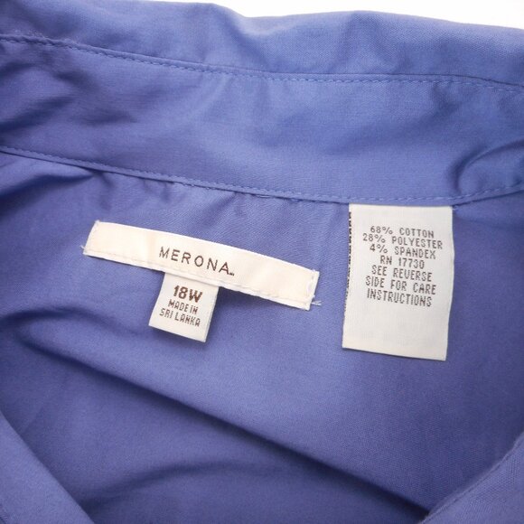NWT Merona Womens Plus Size 18W Button-up Shirt Muted Blue Office Career Top - Picture 6 of 10